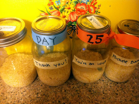 jars of rice on day twenty-five