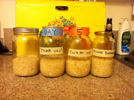 jars of rice on day five